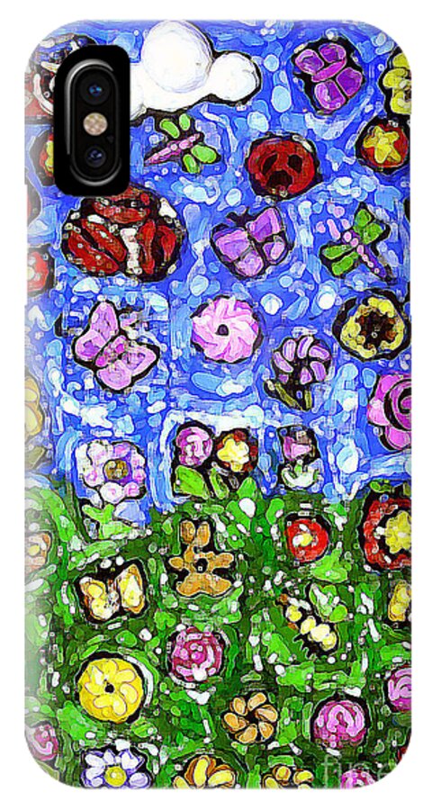 Flowers iPhone X Case featuring the mixed media Peaceful Glowing Garden by Genevieve Esson