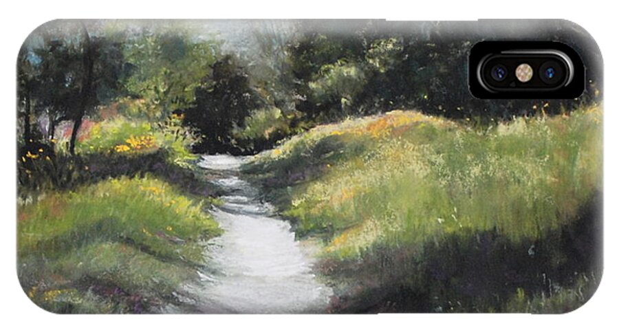 Path iPhone X Case featuring the pastel Peaceful Walk in The Foothills by Sandra Lee Scott