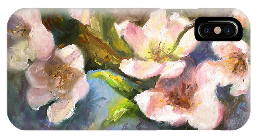 Peach Blossoms iPhone X Case featuring the painting Peach Blossoms by Melissa Herrin