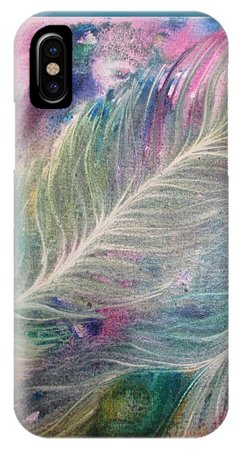 Peacock Feathers iPhone X Case featuring the painting Peacock feathers pastel by Denise Hoag