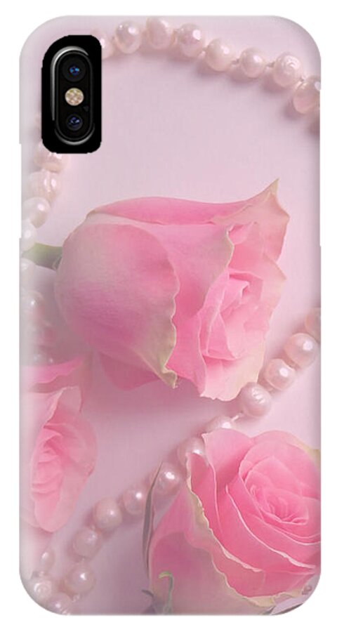 Pearl iPhone X Case featuring the photograph Pearls And Roses by Johanna Hurmerinta
