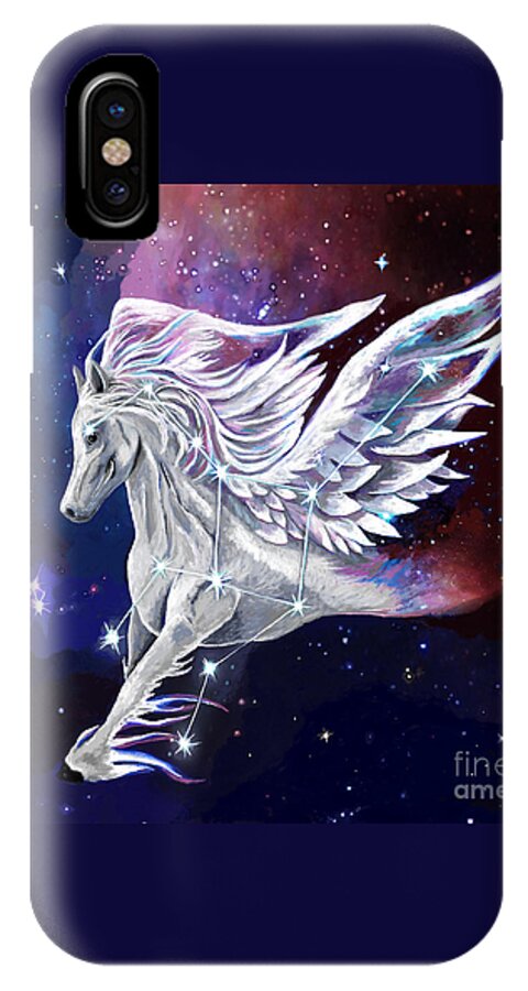 Pegasus iPhone X Case featuring the painting Pegasus Rising Constellation by Jackie Case