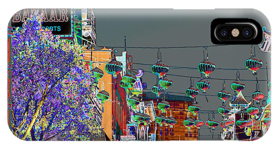 (chinese Street Lights)( Chinese Lanterns)( China Town San Francisco)( Peking Bazaar)( Electric Lights) iPhone X Case featuring the photograph Peking Bazaar by Tom Kelly
