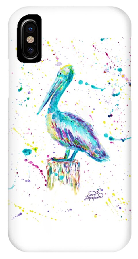 Pelican iPhone X Case featuring the painting Pelican by Jan Marvin by Jan Marvin