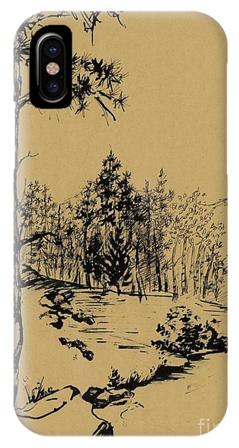 Landscape iPhone X Case featuring the drawing Colorado Landscape by Ellen Palmer Legacy Art