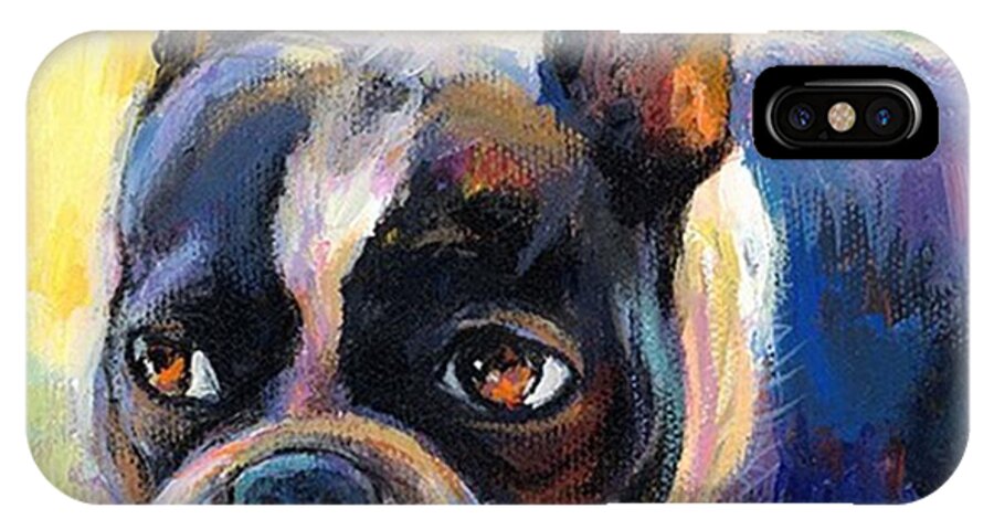 Artcollector iPhone X Case featuring the photograph Pensive Boston Terrier Painting By by Svetlana Novikova