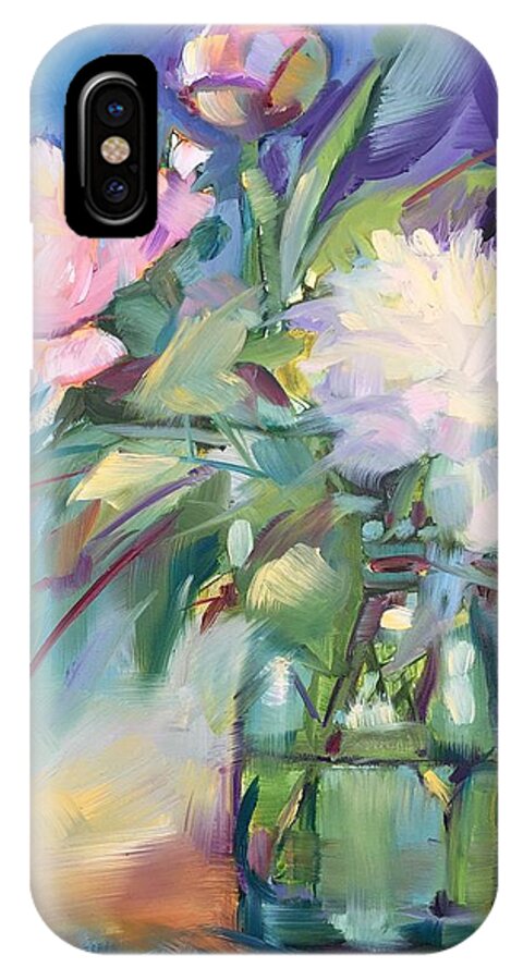Peonies iPhone X Case featuring the painting Peonies in jar by Rebecca Matthews