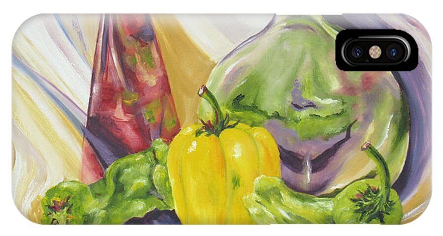 Peppers iPhone X Case featuring the painting Peppers and Passion by Lisa Boyd