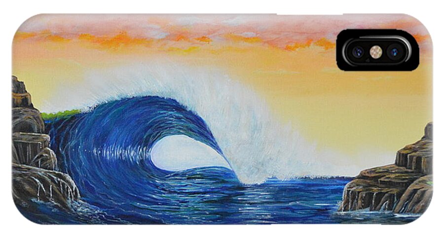 Ocean iPhone X Case featuring the painting Perfect Curl by Mary Scott
