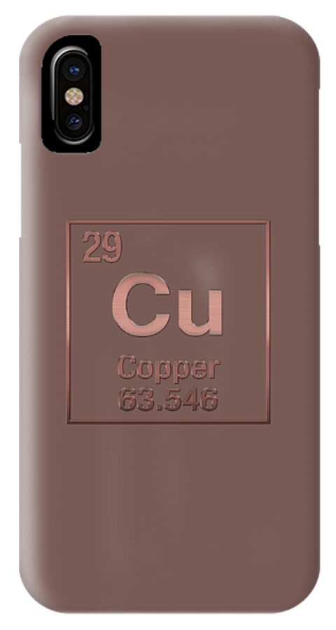 'the Elements' Collection By Serge Averbukh iPhone X Case featuring the digital art Periodic Table of Elements - Copper - Cu - Copper on Copper by Serge Averbukh