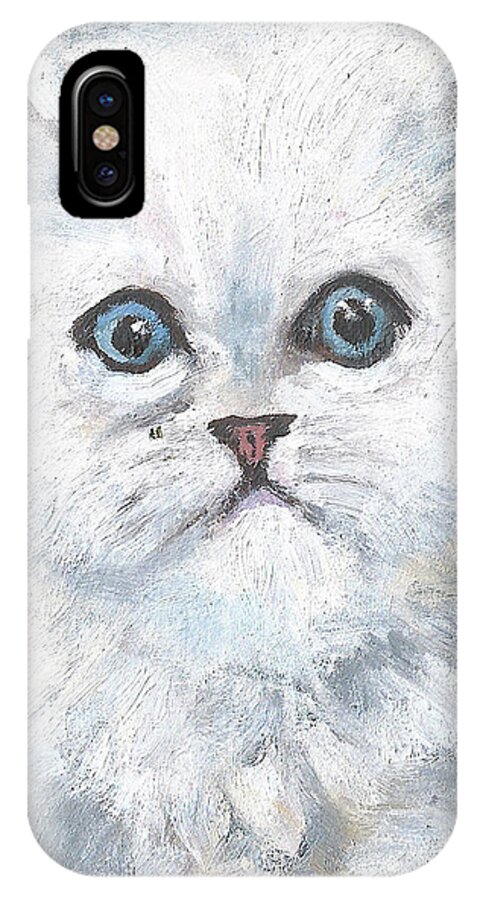 Oil Painting Persian Kitty iPhone X Case featuring the painting Persian Kitty by Jessmyne Stephenson
