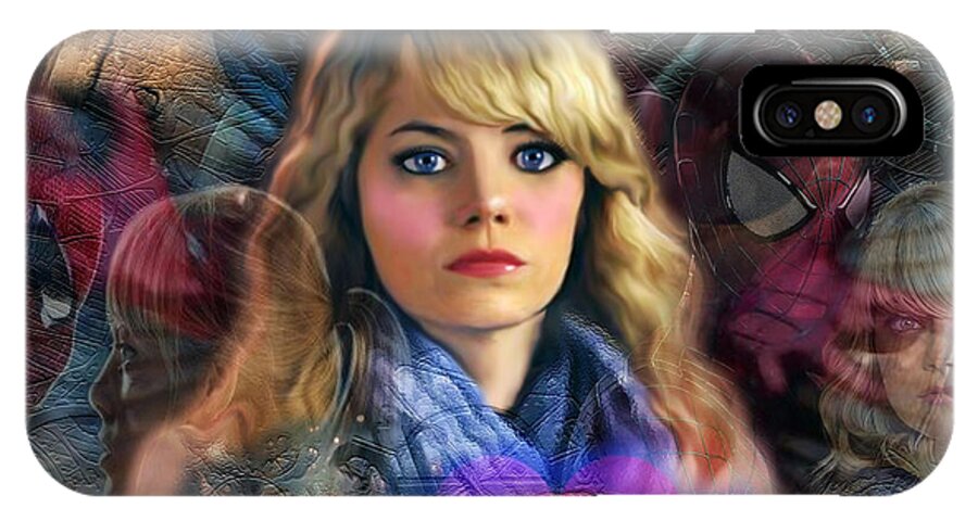 Barbaka iPhone X Case featuring the digital art Peter Parker's Haunting Memories of Gwen Stacy by Barbara Tristan