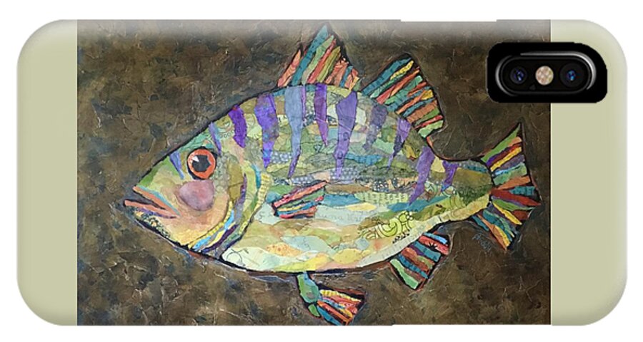 Fish iPhone X Case featuring the painting Peter the Perch by Phiddy Webb