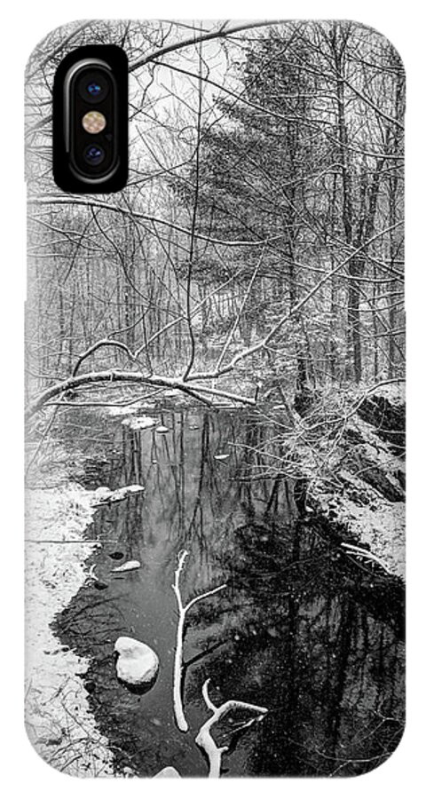 Snow iPhone X Case featuring the photograph Pine Reflection on the Sheepscot by John Meader