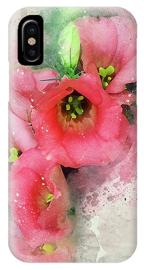 Pink Flowers Peggy Cooper Photography Digital Art Watercolor Effect Photo Illustration Flowers Floral Plants Nature Impressionism Impressionist Prints Canvas Mugs Shower Curtains Tote Clutch Bag Towels Throw Pillows Phone Cases Beach Home Office Goods Decorating Interior Design Galleries Gifts Women Girls Dainty Delicate Designer Greeting Cards iPhone X Case featuring the photograph Pink Babies.jpg by Peggy Cooper-Hendon