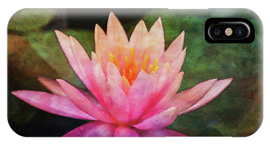 Impressionist iPhone X Case featuring the photograph Pink Lotus 4134 IDP_2 by Steven Ward