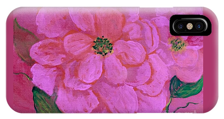 Pink Roses iPhone X Case featuring the painting Pink rose flowers by Anne Sands