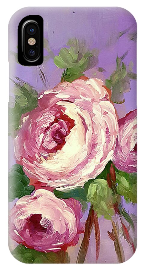 Rose iPhone X Case featuring the painting Pink Rose by Janet Garcia