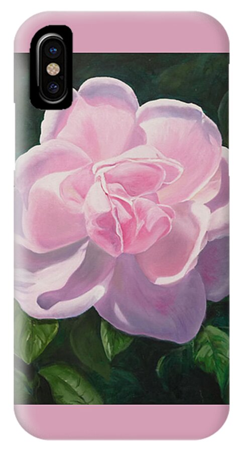  iPhone X Case featuring the painting Pink Rose by Lyn Tietz