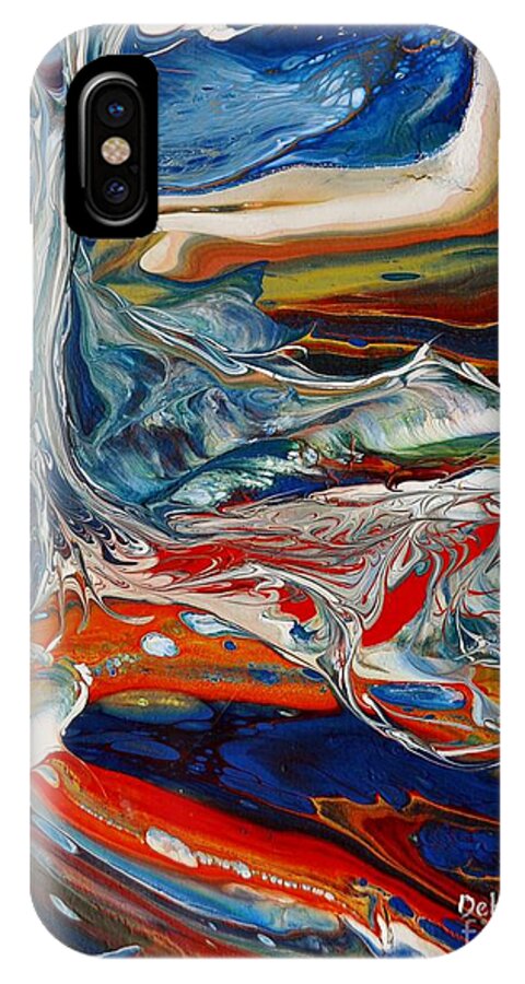 Acrylic Pour iPhone X Case featuring the painting Planted By The Waters by Deborah Nell