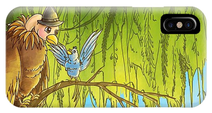 Bird iPhone X Case featuring the painting Polly and her Friend, Elfie by Reynold Jay