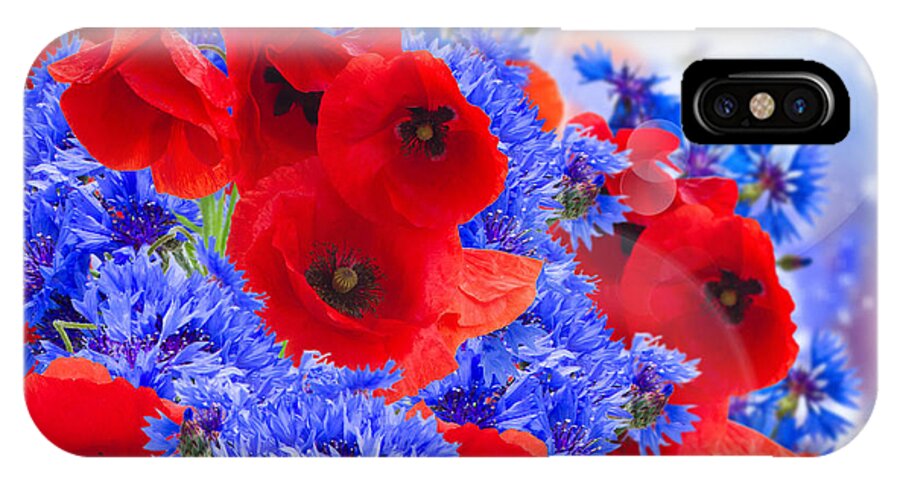 Poppy iPhone X Case featuring the photograph Poppy and Cornflower Flowers by Anastasy Yarmolovich