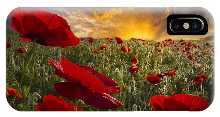 Appalachia iPhone X Case featuring the photograph Poppy Field by Debra and Dave Vanderlaan