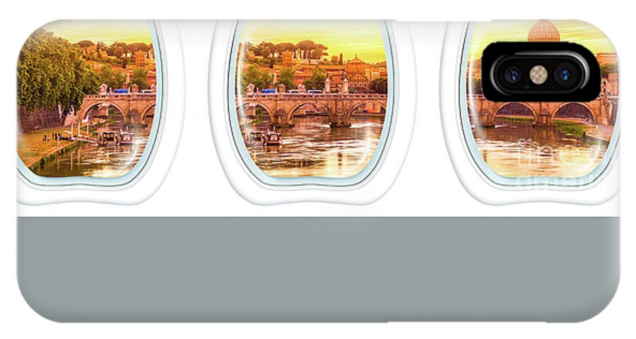 Italy iPhone X Case featuring the photograph Porthole windows on Rome by Benny Marty