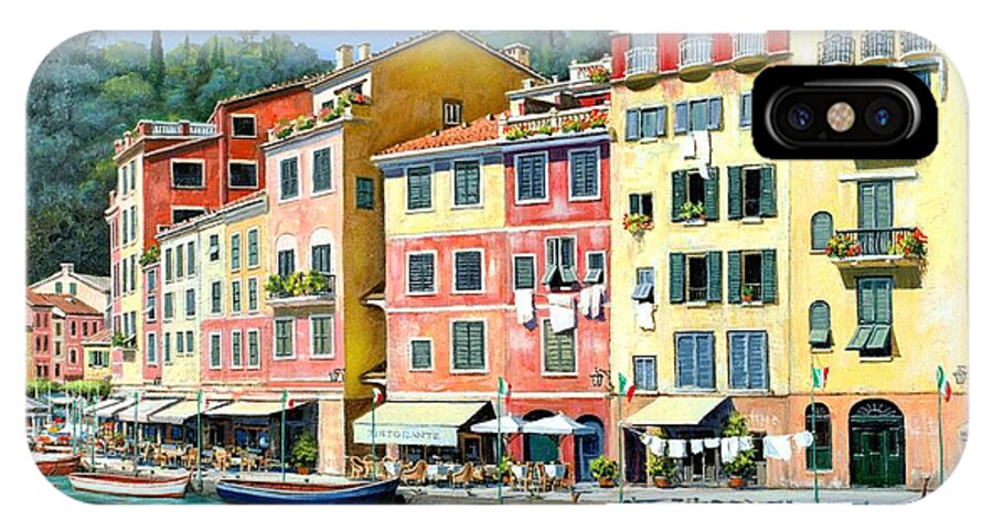 Portofino iPhone X Case featuring the painting Portofino Sunshine 30 x 40 by Michael Swanson