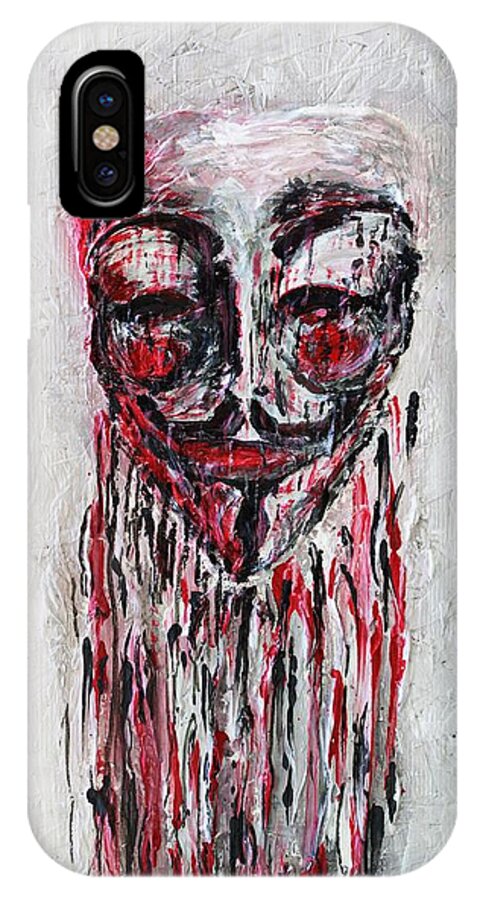 Portrait iPhone X Case featuring the painting Portrait Melting of Anonymous Mask chan wikileak occupy guy fawkes sopa mpaa pirate lulz reddit by M Zimmerman MendyZ