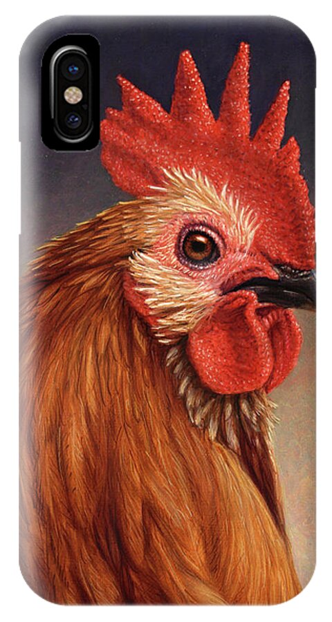 Rooster iPhone X Case featuring the painting Portrait of a Rooster by James W Johnson