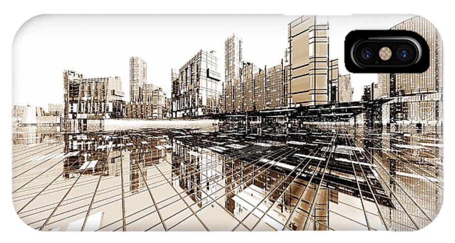 Abstractly iPhone X Case featuring the digital art Poster-City 4 by Max Steinwald
