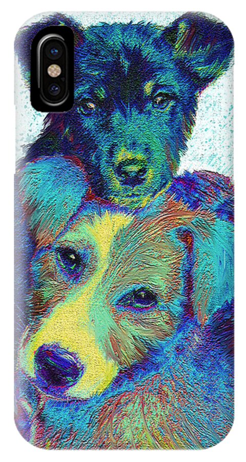 Puppies iPhone X Case featuring the digital art Pound Puppies by Jane Schnetlage