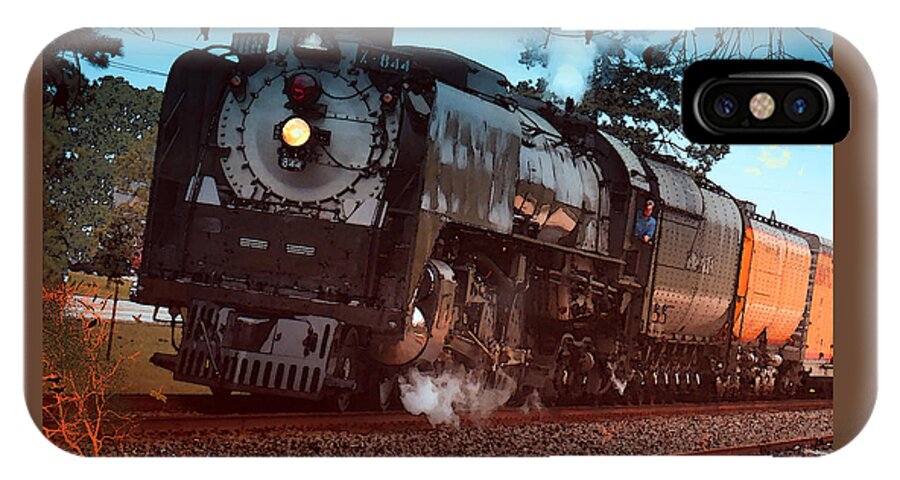 Trains iPhone X Case featuring the digital art Pounding UP the Texas Grade by J Griff Griffin