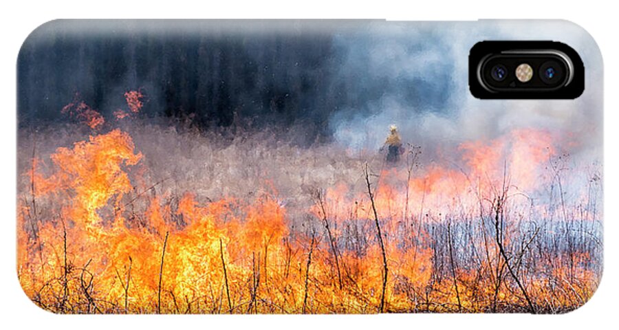 Fire iPhone X Case featuring the photograph Prescribed Burn - UW Arboretum - Madison - Wisconsin by Steven Ralser