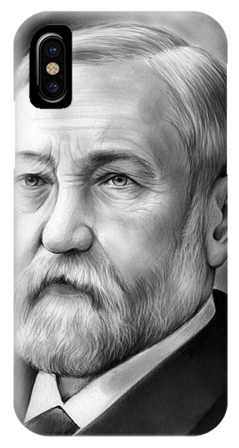 Politics iPhone X Case featuring the drawing President Benjamin Harrison by Greg Joens