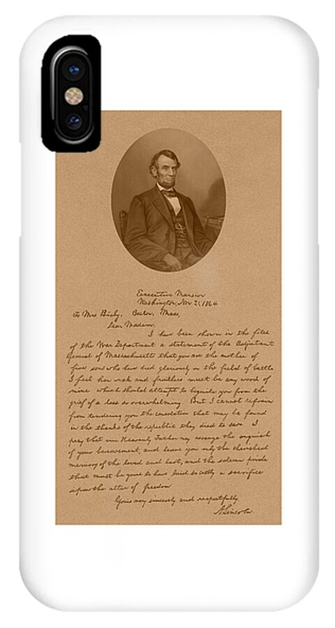 Bixby Letter iPhone X Case featuring the mixed media President Lincoln's Letter To Mrs. Bixby by War Is Hell Store