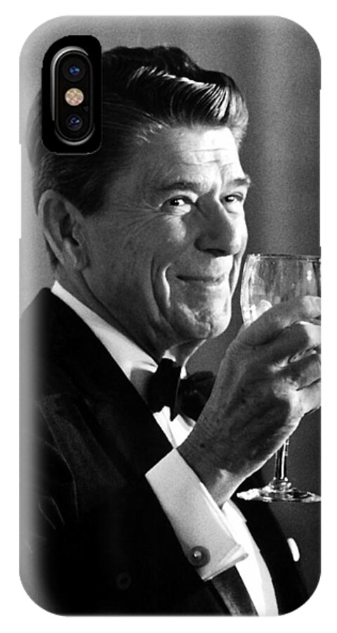 Ronald Reagan iPhone X Case featuring the painting President Reagan Making A Toast by War Is Hell Store