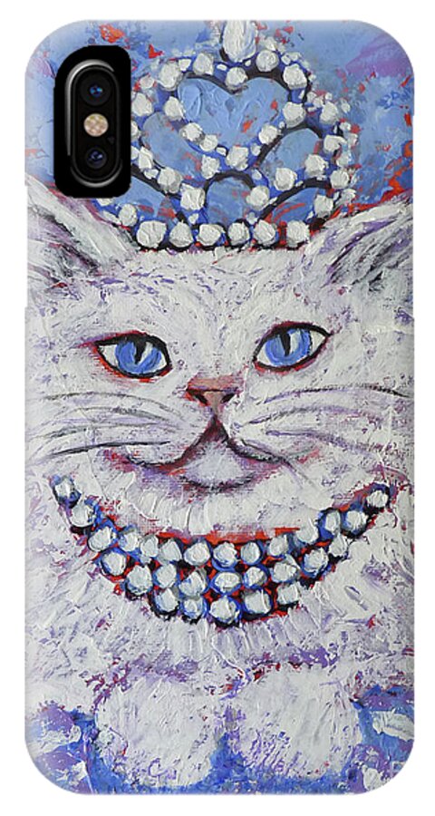 Pussy iPhone X Case featuring the painting Princess Pussy Cat by Audrey Peaty