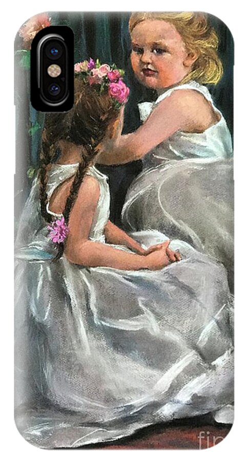 Grils In Dresses iPhone X Case featuring the painting Princesses by Jieming Wang