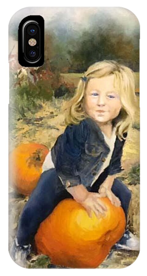 Child iPhone X Case featuring the painting Pumpkin Patch by Lori Ippolito