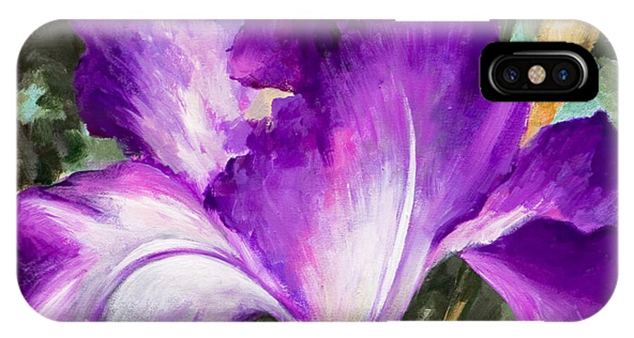 Purple iPhone X Case featuring the painting Purple Iris by Vali Irina Ciobanu