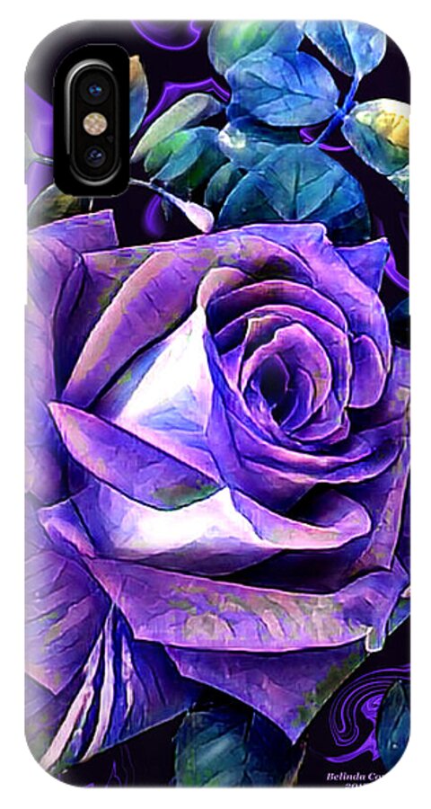 Digital Art iPhone X Case featuring the digital art Purple Rose Bud Painting by Artful Oasis
