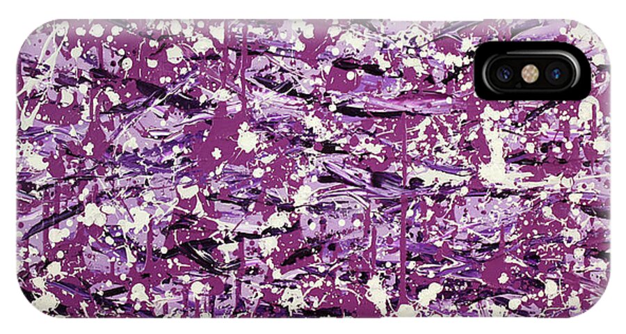 Jackson Pollack iPhone X Case featuring the painting Purple Splatter by Thomas Blood
