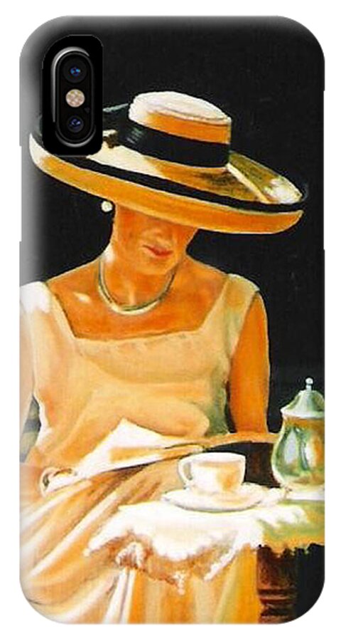 Tea Cup iPhone X Case featuring the painting Quiet time by Keith Gantos