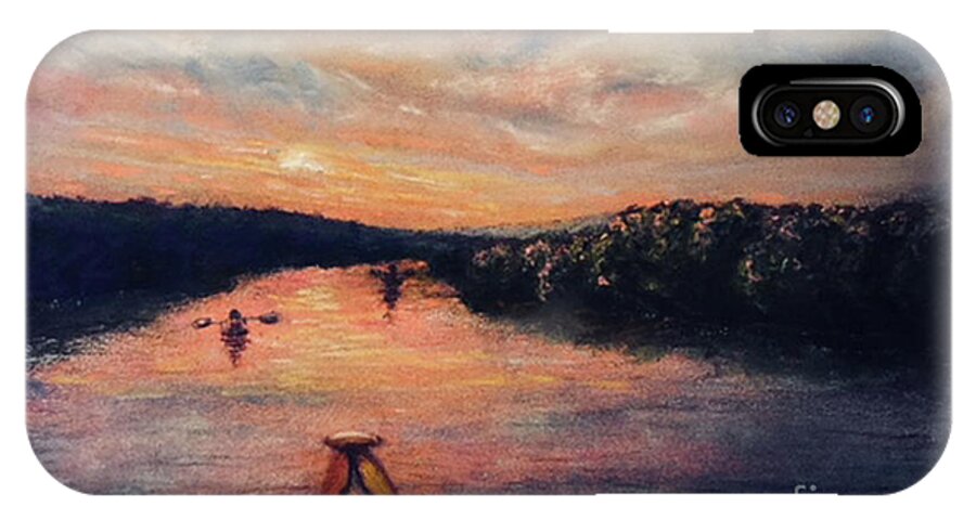 River iPhone X Case featuring the painting Racing the Sunset by Susan Sarabasha
