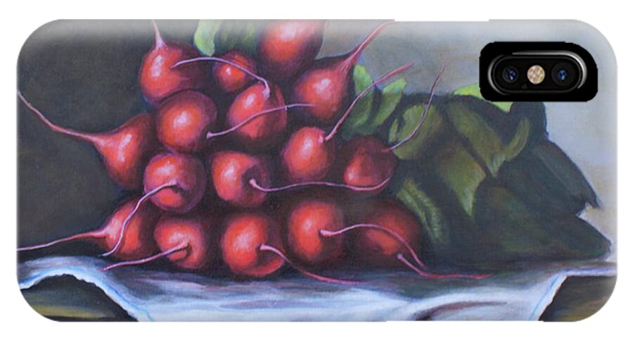 Acrylic iPhone X Case featuring the painting Radishes From The Garden by Theresa Cangelosi