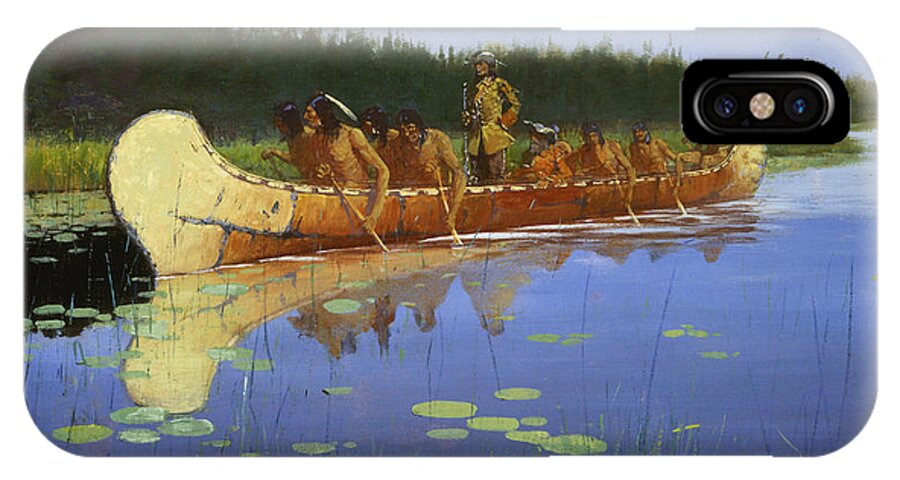 Frederic Remington iPhone X Case featuring the painting Radisson and Groseilliers by Frederic Remington