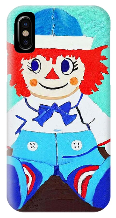 Raggedy Andy Artwork Prints iPhone X Case featuring the painting Raggy Andy II by Margaret Harmon