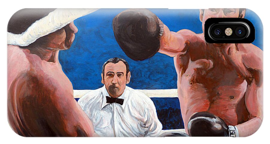 Raging Bull iPhone X Case featuring the painting Raging Bull by Tom Roderick